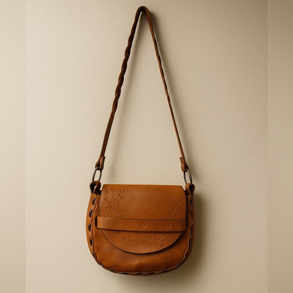 handmade Handbags - Vintage Hand-Tooled Leather Crossbody Bag | Brown Boho Saddle Purse
